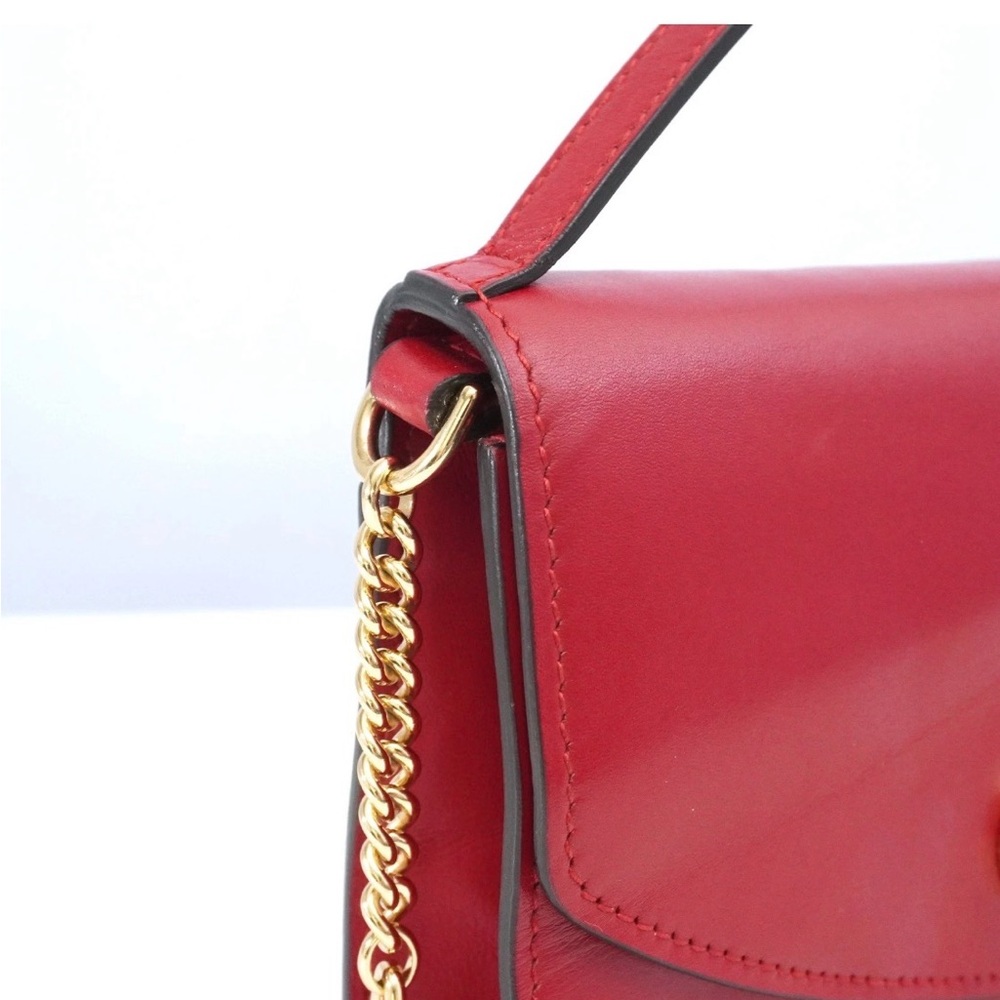 Gucci Zumi Red Shoulder Bag with Gold Chain 2 way Bag Preowned - Picture 17 of 17